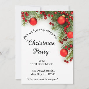 Invitation Noël Minimaliste Rouge Et Vert