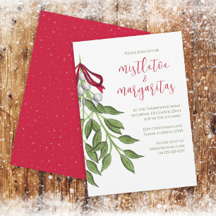 Invitation Noël Mistletoe Margaritas Verdure