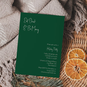 Invitation Noël moderne   Green Mangez Boire Et Soyez Joyeux