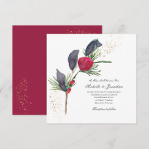 Noël moderne Rose rouge Mariage de verdure hiverna