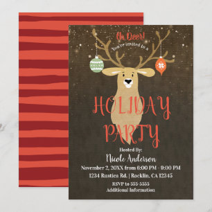 Invitation Noël Moderne Rustique Hiver Cerf Fête de Vacances