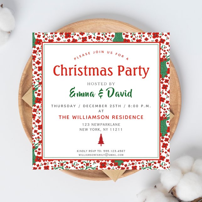 Invitation Noël Motif floral scandinave (Créateur téléchargé)