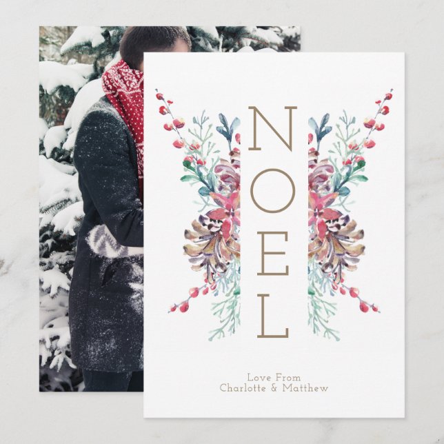 Invitation Noel Noël photo hiver personnalisé (Devant / Derrière)