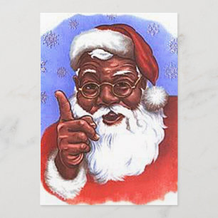 Invitation Noël noir du père noël d'Afro-américain