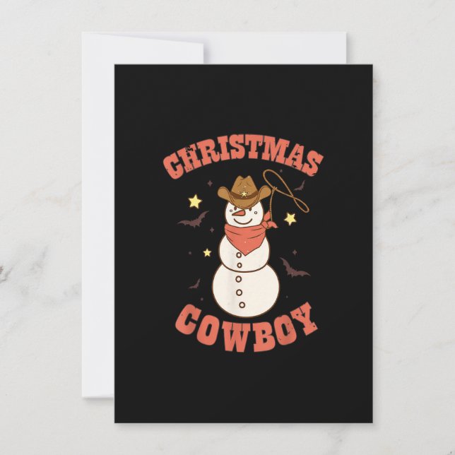 Invitation Noël occidental Cowboy Snowman Joyeux Noël Super (Devant)