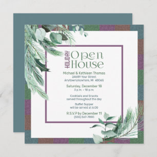 Invitation Noël Open House Aquarelle Folio Moderne