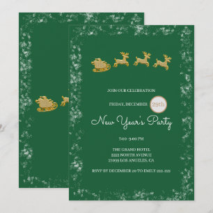 Invitation Noël Or Père Noël Et Rennes