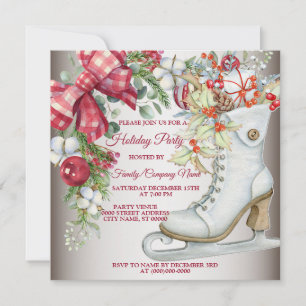 Invitation Noël Patinage sur glace Fête des fêtes