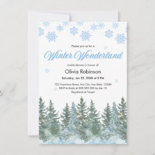 Invitation Noël Paysage Hivernal Flocons de Neige Shower de M