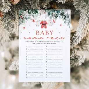 Invitation Noël Père Noël Baby Name Race Baby shower Jeu