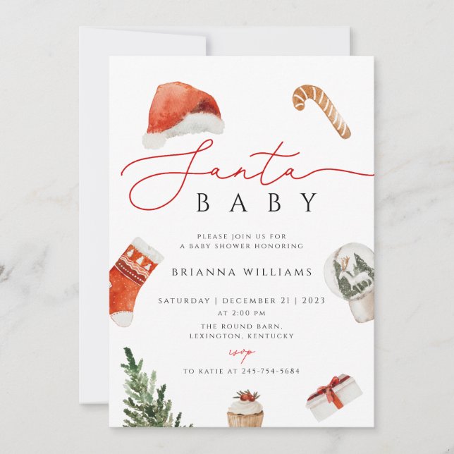 Invitation Noël Père Noël Baby showers Noël (Devant)
