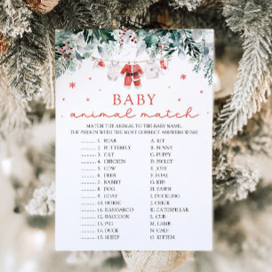 Invitation Noël Père Noël Bébé Animal Match Baby shower Jeu