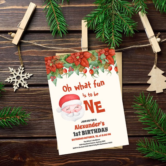 Invitation Noël Père Noël premier anniversaire (Créateur téléchargé)