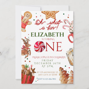 Invitation Noël Père Noël Reindeer ce 1er anniversaire amusan