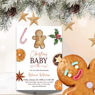 Invitation Noël Petit pain d'épices Baby shower d'hiver