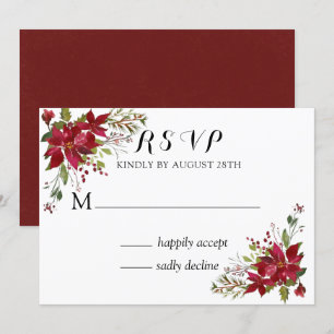 Invitation Noel Poinsettia Mariage RSVP