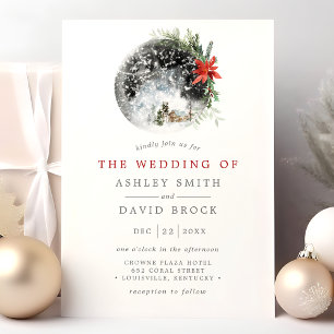 Invitation Noël Poinsettia Moon Floral Mariage