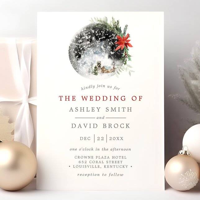 Invitation Noël Poinsettia Moon Floral Mariage (Créateur téléchargé)