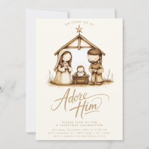 Invitation Noël Religieux Crèche Enfant Jésus