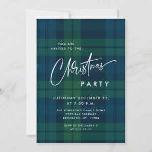 Invitation Noël rétro Tartan Plaid Fête