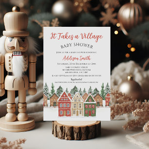 Invitation Noël Rouge Vert Organise une Fête de Bébé de Villa