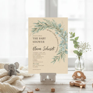 Invitation Noël Rustic Greenery Baby shower de couronne