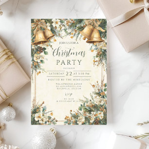 Invitation Noël rustique aux clochettes dorées