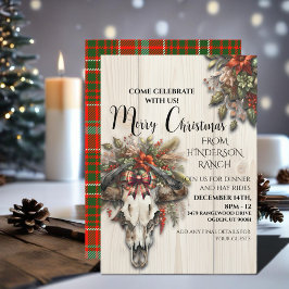 Invitation Noël Rustique De Ranch Avec Crâne De Vache