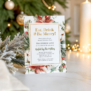 Invitation Noël rustique Fête de Noël en or