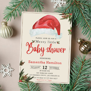 Invitation Noël Santa Hat Joyeux Petit Baby shower