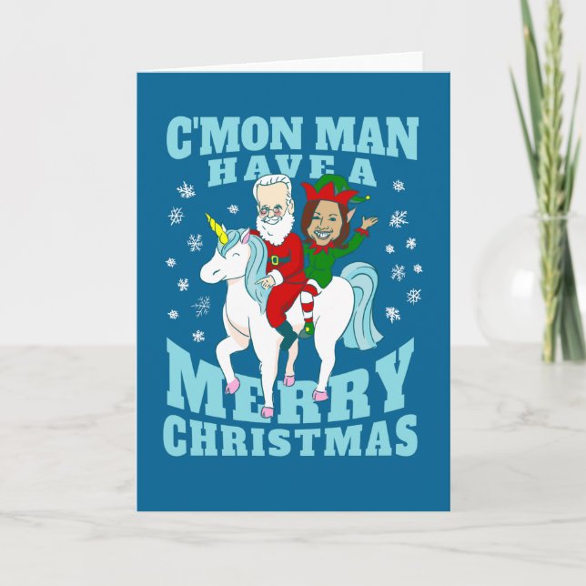 Invitation noël santa joe biden kamala harris licorne (Devant)