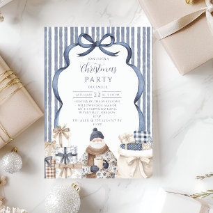Invitation Noël Santa rayé marine