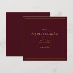 Invitation Noël simple et élégant   Mariage Carré rouge