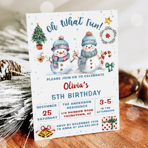 Invitation Noël Snowman Vacances 5e anniversaire