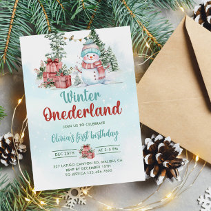 Invitation Noël Snowman Winter Onederland 1er anniversaire