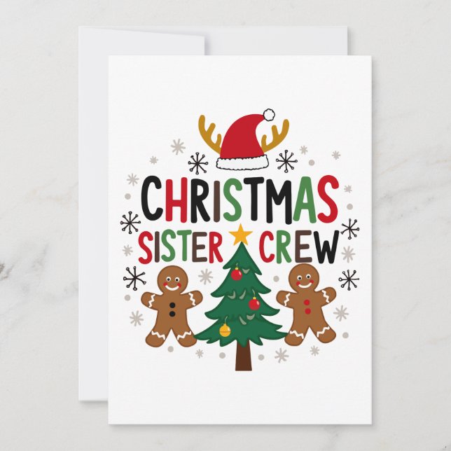 Invitation Noël Soeur Crew Festive pain d'épices Amis (Devant)
