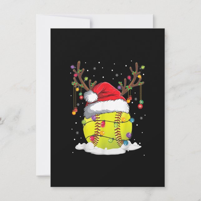Invitation Noël Softball Reindeer Funny Santa Hat Xmas K (Devant)