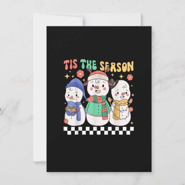 Invitation Noël super C'Est La Saison Mignonne Snowman Joyeux (Devant)