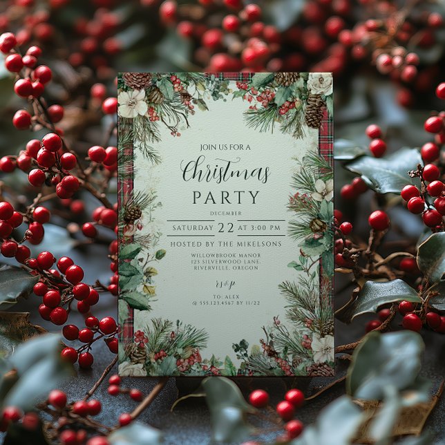 Invitation Noël Tartan (Créateur téléchargé)