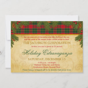 Invitation Noël Tartan Plaid Entreprise Fête