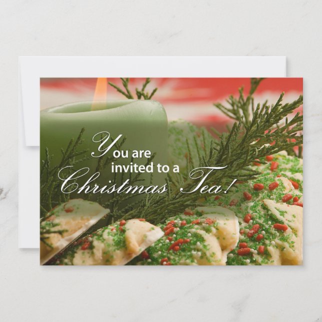 Invitation Noël Tea Party, Cookies, Pine Bran (Devant)