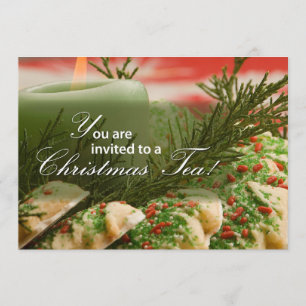 Invitation Noël Tea Party, Cookies, Pine Bran