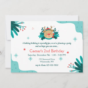 Invitation Noël Teddy Bear fête d'anniversaire