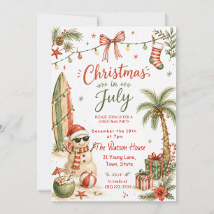 Invitation Noël Tropical Père Noël Plage Vacances d'été