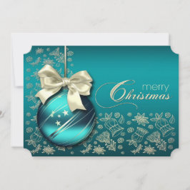 Invitation Noël Turquoise Bauble Noël