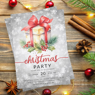 Invitation Noël Vacances Aquarelle Société Neige Argent