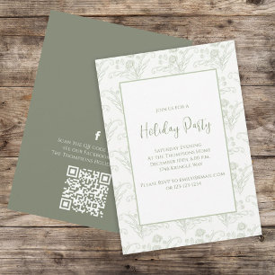 Invitation Noël Vacances Vert Élégant Vert Code QR