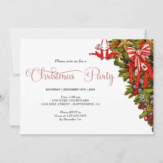 Invitation noël verdure décoration de fête de noël (Devant)