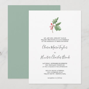 Invitation Noël Vert et Rouge Berry Mariage officiel