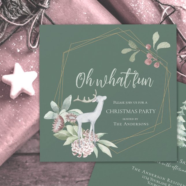 Invitation Noël vert rustique Oh quelle drôle de couronne de  (Créateur téléchargé)